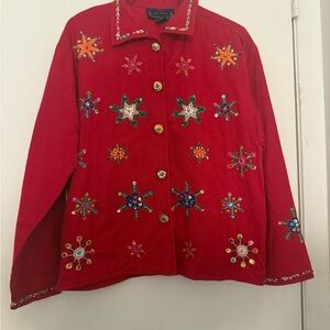 Embellished Red Blazer